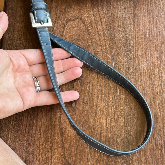 Vintage Villager Liz Claiborne Purse Blue Black Leather small Bag crossbody - Picture 9 of 16